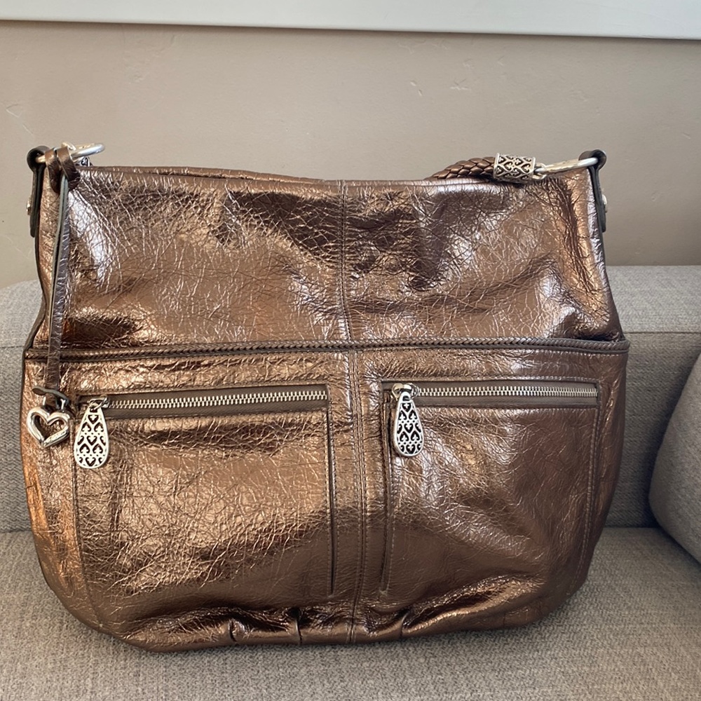 BRIGHTON BARBADOS hobo bag-bronze silver